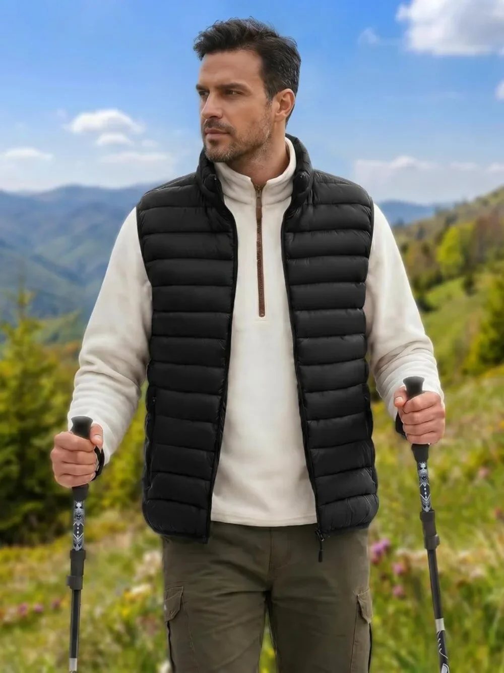 Lightweight Packable Men's Puffer Vest - Sleeveless Outdoor Jacket for All